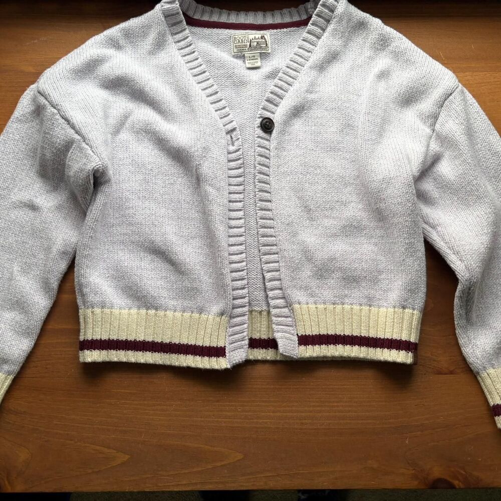 Roots Women's Purple and White Cardigan